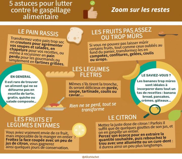 [Infographie] 5 astuces pour lutter contre le gaspillage alimentaire : que faire des restes ?&nbsp;💡
